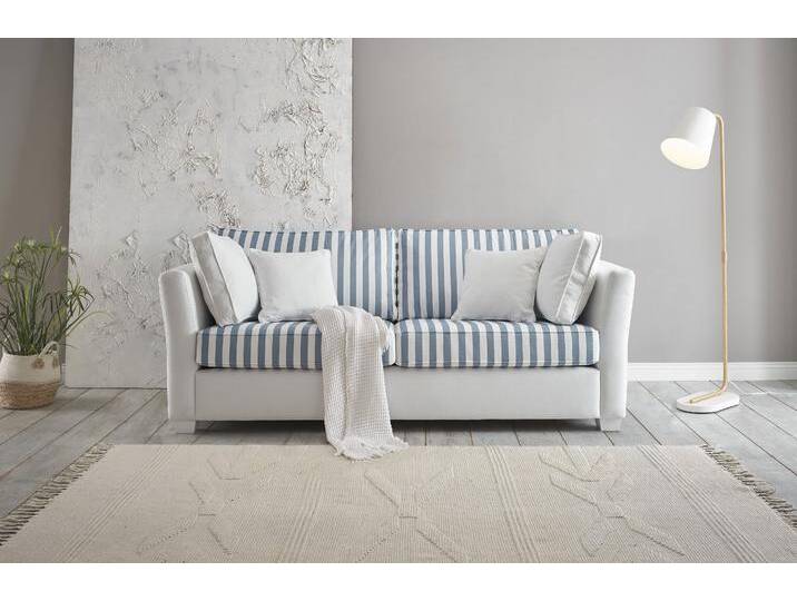 2,5-Sitzer HOME AFFAIRE CALIFORNIA , beige (hellbeige), B:200cm H:88cm T:96cm, 100% PES, Sofas, maritimer Landhausstil, in 3 Breiten, mit Holzfüßen Weiß lackiert von Home-affaire