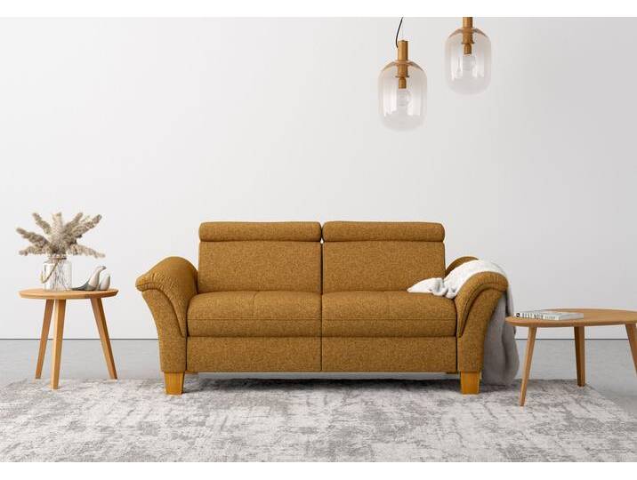 2,5-Sitzer HOME AFFAIRE Lindgren , gelb (mustard), B:185cm H:84cm T:93cm, 100% Polyester, Sofas, wahlweise mit TV-Funktion, links oder beidseitig, Kopfteilverstellung von Home-affaire