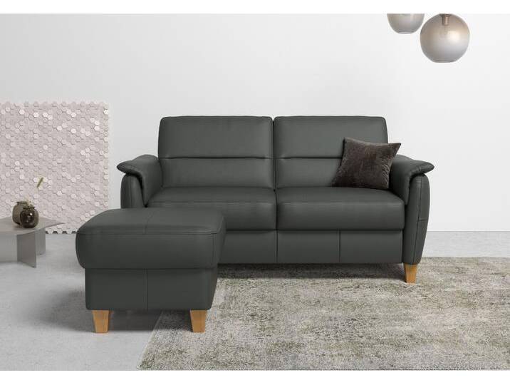 2,5-Sitzer HOME AFFAIRE Palmera , grau (anthrazit), B:179cm H:89cm T:89cm, Luxus-Microfaser (100% Polyester), Struktur (100% Polyester), Luxus-Microfaser in Lederoptik (100% Polyester), Sofas, Federkern-Polsterung, Steckvorrichtung für 2 Kopfstützen (optional) von Home-affaire