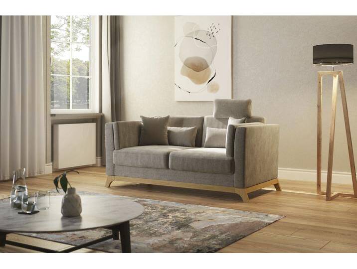 2,5-Sitzer HOME AFFAIRE Viva , beige (nature), B:183cm H:84cm T:93cm, 95% Polyester, 10% Polyamid, Sofas, wahlweise mit Holzrahmen aus Eiche von Home-affaire