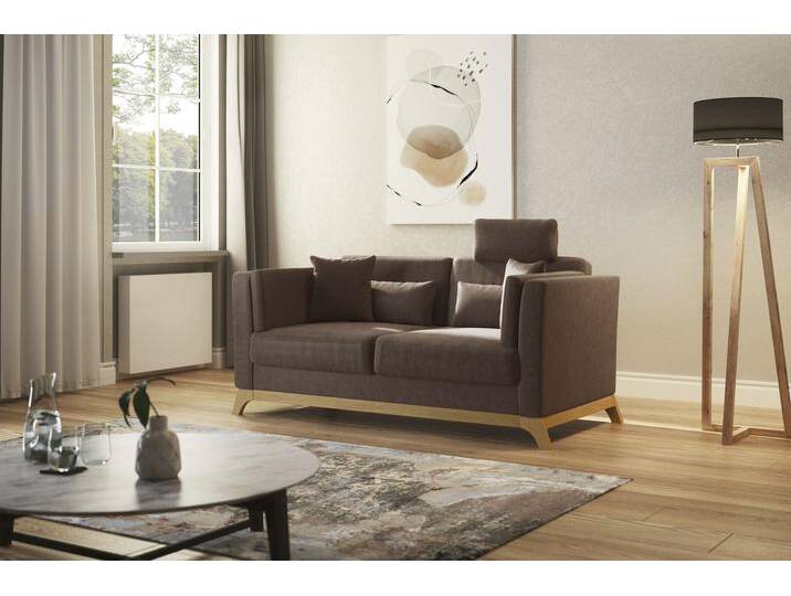 2,5-Sitzer HOME AFFAIRE Viva , braun (nougat), B:183cm H:84cm T:93cm, 100% Polyester, Sofas, wahlweise mit Holzrahmen aus Eiche von Home-affaire