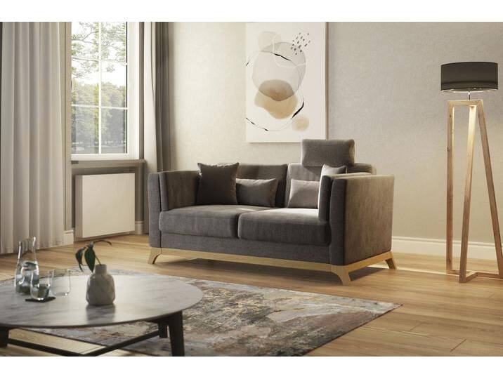 2,5-Sitzer HOME AFFAIRE Viva , braun (nougat), B:183cm H:84cm T:93cm, 95% Polyester, 10% Polyamid, Sofas, wahlweise mit Holzrahmen aus Eiche von Home-affaire