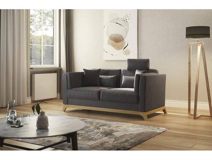 2,5-Sitzer HOME AFFAIRE Viva , grau (anthrazit), B:183cm H:84cm T:93cm, 100% Polyester, Sofas, wahlweise mit Holzrahmen aus Eiche von Home-affaire
