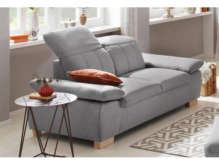 2-Sitzer HOME AFFAIRE Bergamo Multifunktions-Sofa, bequem und komfortabel , grau (mittelgrau), B:195cm H:77cm T:90cm, Chenille 100% Polyester, Struktur fein ( 100% Polyester), Luxus-Kunstleder, Struktur weich (100% Polyester), Sofas, mit Armlehn-und Rückenfunktion, Federkern von Home-affaire