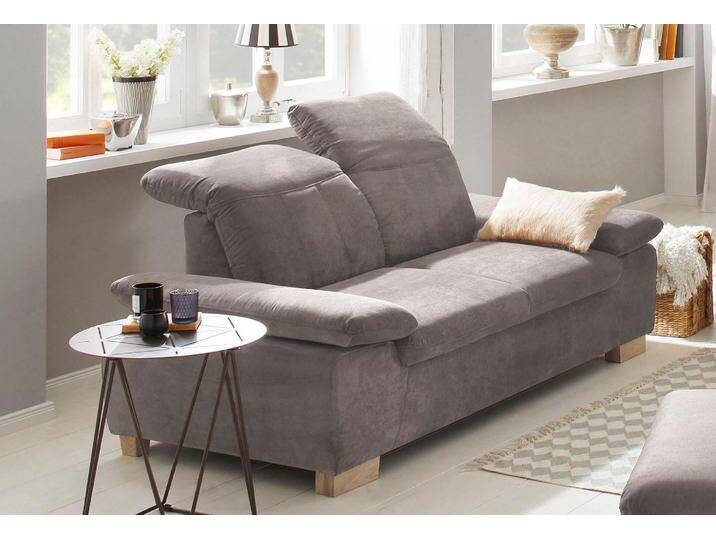 2-Sitzer HOME AFFAIRE Bergamo Multifunktions-Sofa, bequem und komfortabel , grau (taupe), B:195cm H:77cm T:90cm, Chenille 100% Polyester, Struktur fein ( 100% Polyester), Luxus-Kunstleder, Struktur weich (100% Polyester), Sofas, mit Armlehn-und Rückenfunktion, Federkern von Home-affaire