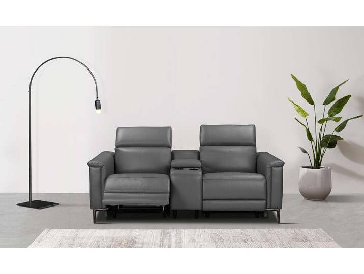 2-Sitzer HOME AFFAIRE Lund, 2er-Kinosofa, TV-Sessel, Multimedia-Sofa, USB-A , grau, B:195cm H:97cm T:99cm, 100% Echtleder - Kunstleder 100% Polyurethan, Sofas, m. elektrischer o. manueller Relaxfunktion, Getränkehalter u. Staufach von Home-affaire