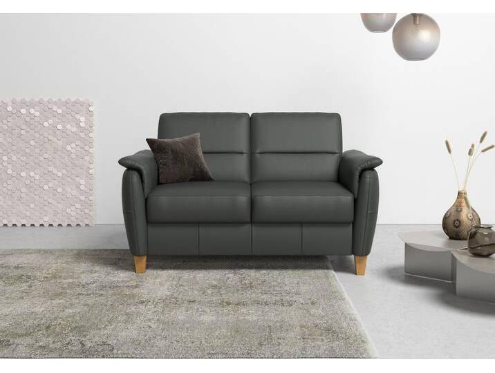 2-Sitzer HOME AFFAIRE Palmera , grau (anthrazit), B:149cm H:89cm T:89cm, Luxus-Microfaser (100% Polyester), Struktur (100% Polyester), Luxus-Microfaser in Lederoptik (100% Polyester), Sofas, Federkern-Polsterung, Steckvorrichtung für 2 Kopfstützen (optional) von Home-affaire