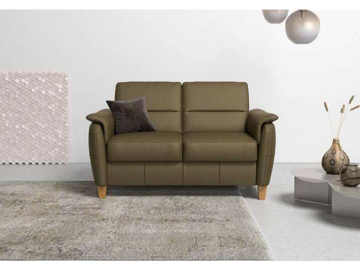 2-Sitzer HOME AFFAIRE Palmera , grün (olive), B:149cm H:89cm T:89cm, Luxus-Microfaser (100% Polyester), Struktur (100% Polyester), Luxus-Microfaser in Lederoptik (100% Polyester), Sofas, Federkern-Polsterung, Steckvorrichtung für 2 Kopfstützen (optional) von Home-affaire