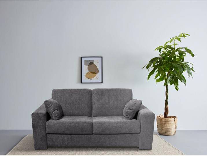 2-Sitzer HOME AFFAIRE Roma Matratzenhöhe 14 cm , grau (anthrazit), B:180cm H:85cm T:95cm, 100% Polyester, Sofas, Dauerschlaffunktion, mit Unterfederung, Liegemaße ca 123x198 cm von Home-affaire