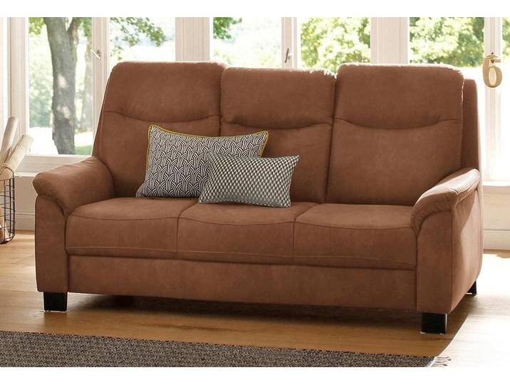 3-Sitzer HOME AFFAIRE Boccaccio , braun (cognac), B:193cm H:104cm T:96cm, Struktur weich (90% Polyester / 10% Polyamid), Luxus-Microfaser (100% Polyester), Luxus-Microfaser Vintageoptik(100% Polyester), Sofas, mit Federkern, incl. Kopfteilverstellung von Home-affaire