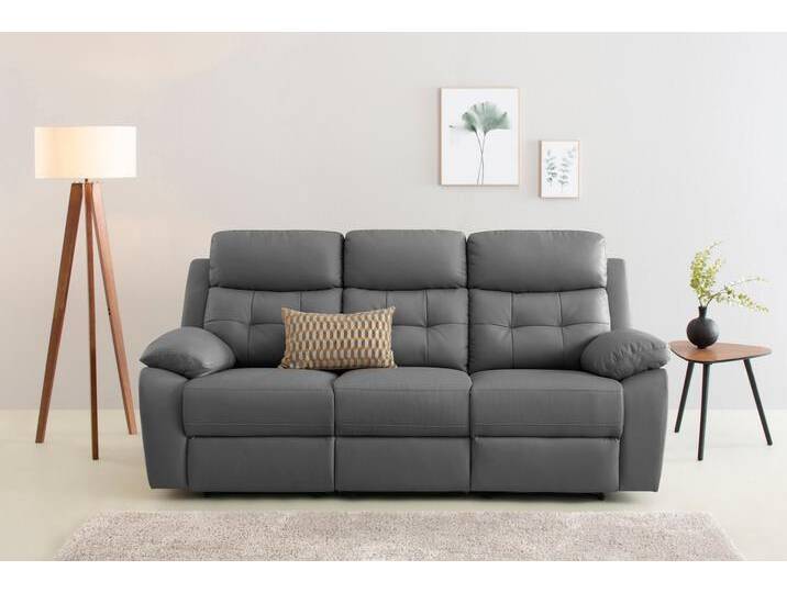 3-Sitzer HOME AFFAIRE Lannilis , grau, B:210cm H:99cm T:92cm, Kunstleder 100% Polyurethan, Sofas, mit manueller und elektrischer Relaxfunktion 3-Sitzer HOME AFFAIRE Lannilis , grau, B:210cm H:99cm T:92cm, Kunstleder 100% Polyurethan, Sofas, mit manueller und elektrischer Relaxfunktion von Home-affaire