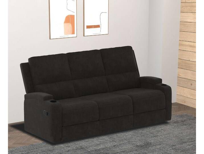 3-Sitzer HOME AFFAIRE Napori , braun (dunkelbraun), B:207cm H:105cm T:94cm, 100% Polyester, Sofas, Kinosofa mit 2 x Relaxfunktion und Getränkehalter von Home-affaire