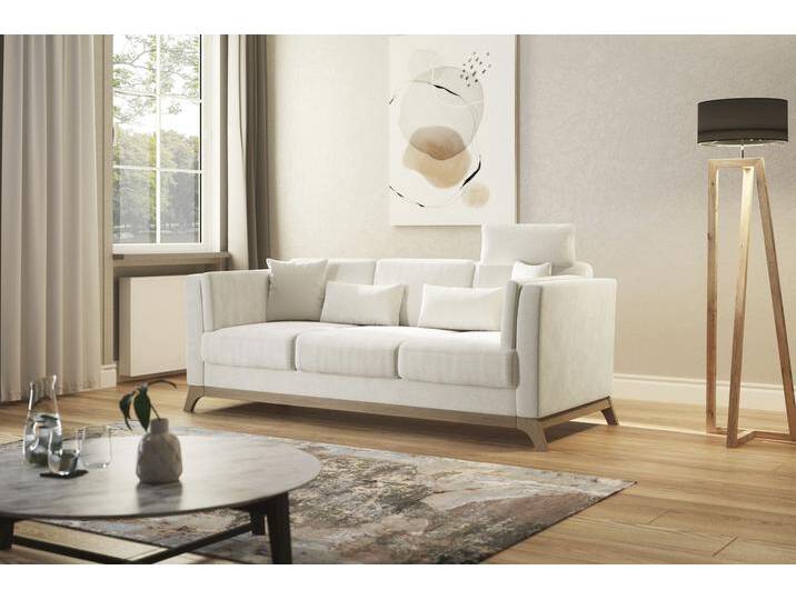 3-Sitzer HOME AFFAIRE Viva , beige (elfenbein), B:213cm H:84cm T:93cm, 100% Polyester, Sofas, mit Holzrahmen aus Buche von Home-affaire