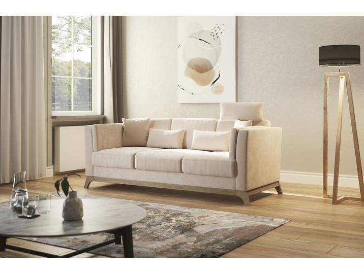 3-Sitzer HOME AFFAIRE Viva , braun (macciato), B:213cm H:84cm T:93cm, 100% Polyester, Sofas, mit Holzrahmen aus Buche von Home-affaire