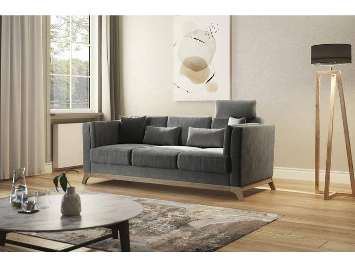 3-Sitzer HOME AFFAIRE Viva , braun (schlamm), B:213cm H:84cm T:93cm, 95% Polyester, 10% Polyamid, Sofas, mit Holzrahmen aus Buche von Home-affaire