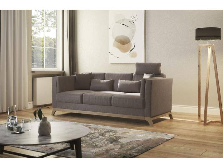3-Sitzer HOME AFFAIRE Viva , grau (taupe), B:213cm H:84cm T:93cm, 100% Polyester, Sofas, mit Holzrahmen aus Buche von Home-affaire