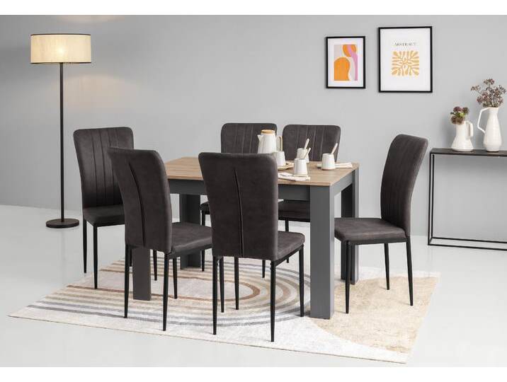 4-Fußstuhl HOME AFFAIRE Bergamo , grau (anthrazit, schwarz), B:42,5cm H:95,5cm T:56cm, Polyester, Polyurethan, Stühle, erhältlich in Samt, Vintage-Mikrofaser und Webstoff in vielen Farben von Home-affaire