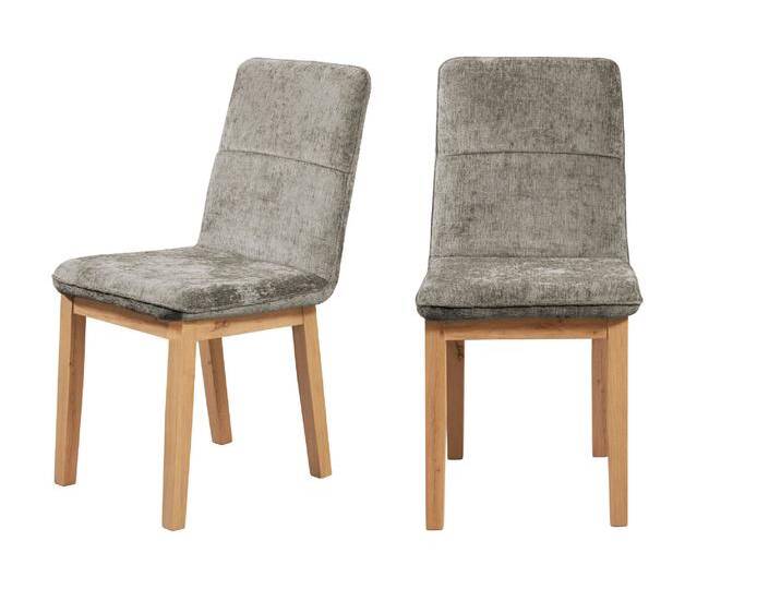 4-Fußstuhl HOME AFFAIRE Louise Polsterstuhl, Eß-Stuhl , beige (silber lining, dekor eiche ontario), B:47cm H:91cm T:56cm, Massivholz, Polyester, Stühle, Gestell und Beine aus massiver Eiche modernes Landhaus von Home-affaire