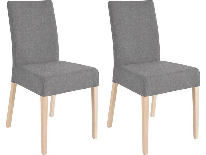 4-Fußstuhl HOME AFFAIRE Umag , grau (hellgrau (capulet 4003), silberfarben), B:46,5cm H:94cm T:59,5cm, Massivholz, Polyester, Stühle, Sitz und Rücken gepolstert von Home-affaire