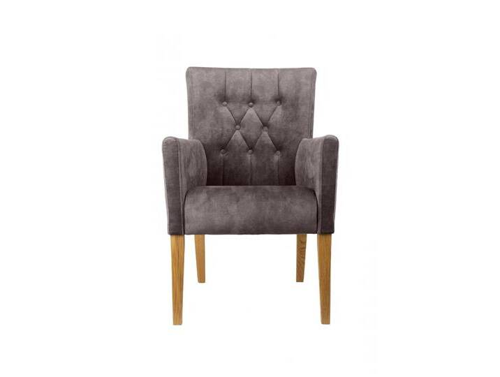 Armlehnstuhl HOME AFFAIRE Cortega Esszimmerstuhl mit Knopfheftung , braun (braun, eiche natur), B:60cm H:92cm T:65cm, Massivholz, Spanplatte, Stühle, Beingestell Massivholz, bequem gepolstert von Home-affaire