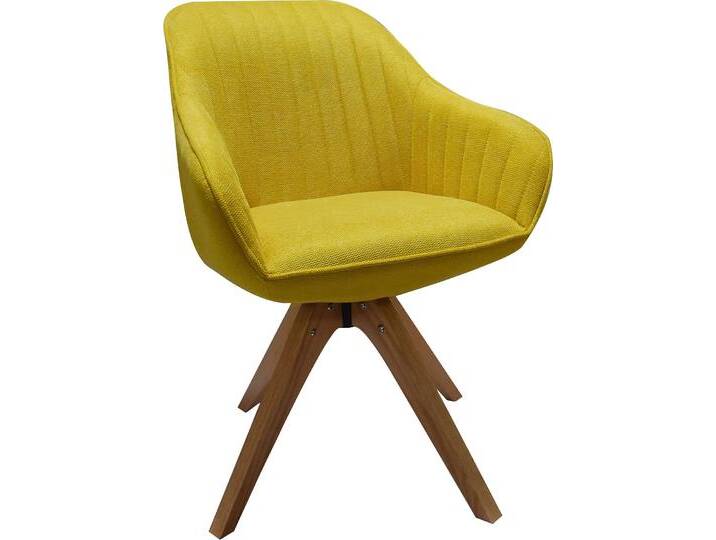 Armlehnstuhl HOME AFFAIRE Tating , gelb (gelb, natur, natur), B:58,5cm H:85,5cm T:61,5cm, Polyester, Massivholz, Stühle, 360-Drehfunktion von Home-affaire