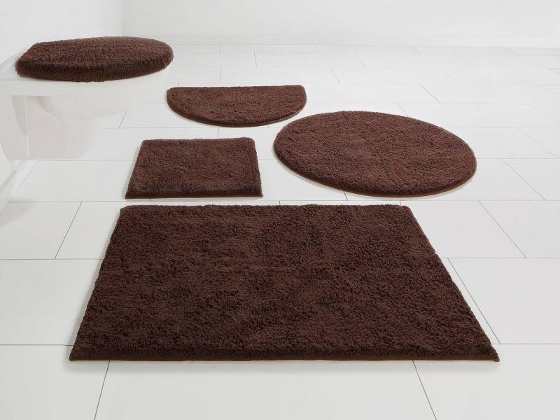 my home Badematte Maren, Badvorleger, Badezimmer Teppich, Höhe 15 mm, rutschhemmend beschichtet, fußbodenheizungsgeeignet, Baumwolle, halbrund, Bio-Baumwolle, Badteppich, Badematten auch als 3 teiliges Set von my home