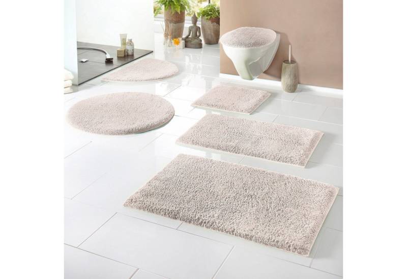 my home Badematte Maren, Badvorleger, Badezimmer Teppich, Höhe 15 mm, rutschhemmend beschichtet, fußbodenheizungsgeeignet, Baumwolle, rechteckig, 3-tlg. Stand-WC Set, Bio-Baumwolle, Badteppich, Badematten auch als 3 teiliges Set von my home