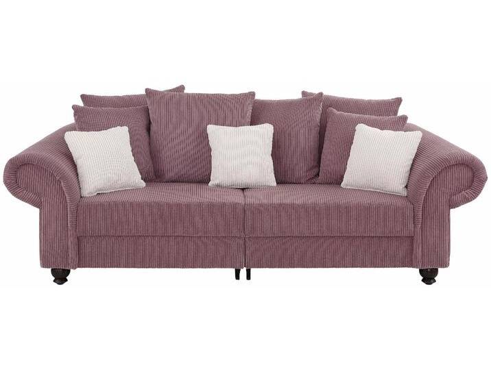 Big-Sofa HOME AFFAIRE King Henry Mega Sofa, viel Platz, Breite 242cm, Federkern , lila (lavendel), B:242cm H:90cm T:103cm, Samtcord u00bbRibbonu00ab (88% Polyester 12% Polyacryl), Luxus-Microfaser (100% Polyester), Sofas, in legerer Polsterung und vielen losen Kissen von Home-affaire