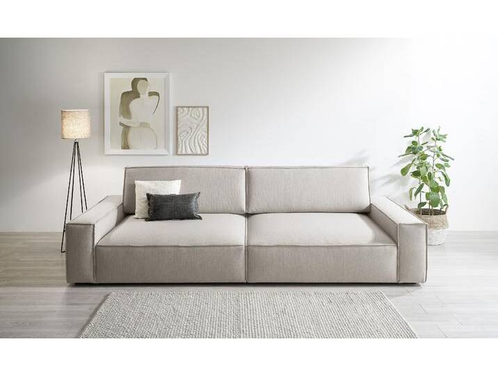 Big-Sofa HOME AFFAIRE NEU: SHERWOOD XXL, Big-Sofa (316cm), extra tiefe Sitzfläche 95 cm , beige (hellbeige), B:316cm H:90cm T:135cm, 100% Polyester, Sofas, bequemer Sitzkomfort, Cord u. Leinenoptik, Kedernaht von Home-affaire