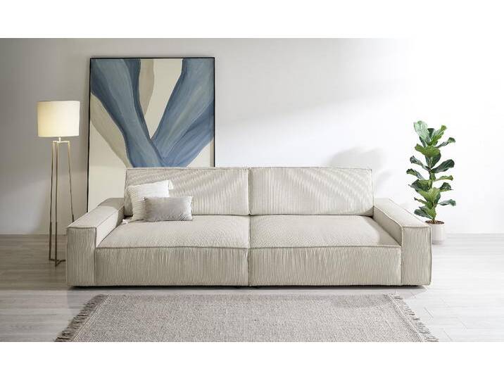 Big-Sofa HOME AFFAIRE NEU: SHERWOOD XXL, Big-Sofa (316cm), extra tiefe Sitzfläche 95 cm , beige (hellbeige), B:316cm H:90cm T:135cm, 100% Polyester, Sofas, bequemer Sitzkomfort, Cord u. Leinenoptik, Kedernaht von Home-affaire