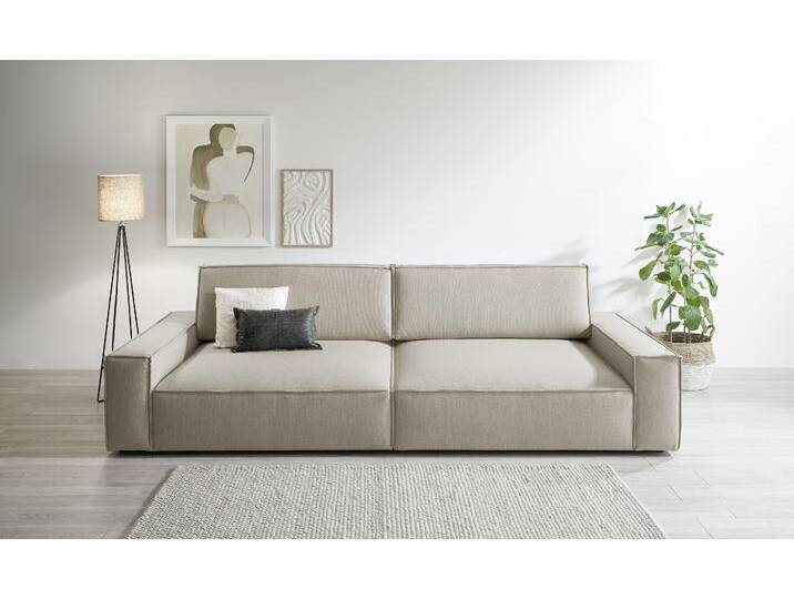 Big-Sofa HOME AFFAIRE NEU: SHERWOOD XXL, Big-Sofa (316cm), extra tiefe Sitzfläche 95 cm , braun (hellbraun), B:316cm H:90cm T:135cm, 100% Polyester, Sofas, bequemer Sitzkomfort, Cord u. Leinenoptik, Kedernaht von Home-affaire