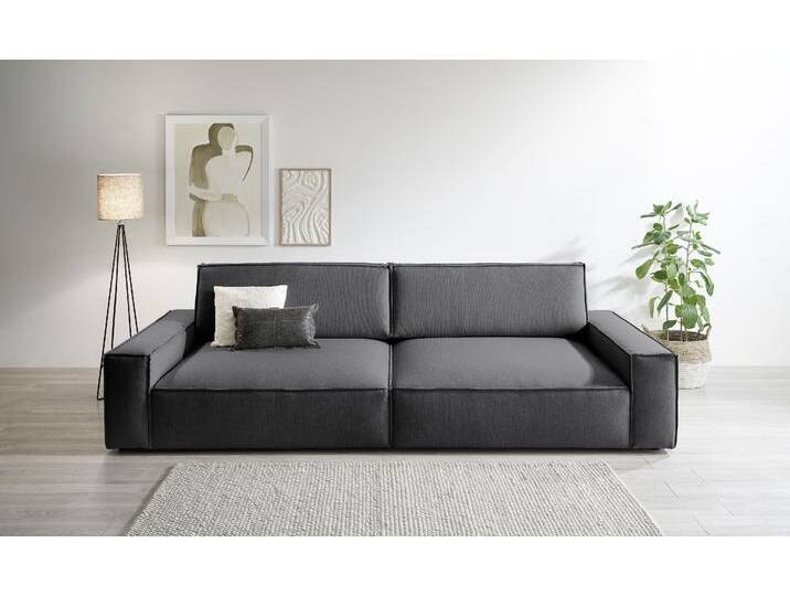 Big-Sofa HOME AFFAIRE NEU: SHERWOOD XXL, Big-Sofa (316cm), extra tiefe Sitzfläche 95 cm , grau (anthrazit), B:316cm H:90cm T:135cm, 100% Polyester, Sofas, bequemer Sitzkomfort, Cord u. Leinenoptik, Kedernaht von Home-affaire