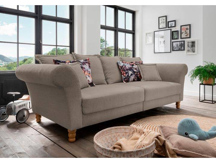 Big-Sofa HOME AFFAIRE Tassilo Mega Sofa mit viel Platz, bequem durch Kaltschaum im Sitz , braun (hellbraun), B:266cm H:95cm T:110cm, 100% Polyester, Sofas von Home-affaire