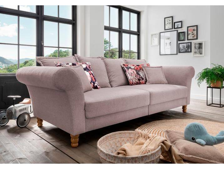 Big-Sofa HOME AFFAIRE Tassilo Mega Sofa mit viel Platz, bequem durch Kaltschaum im Sitz , rosa (flamingo), B:266cm H:95cm T:110cm, 100% Polyester, Sofas von Home-affaire