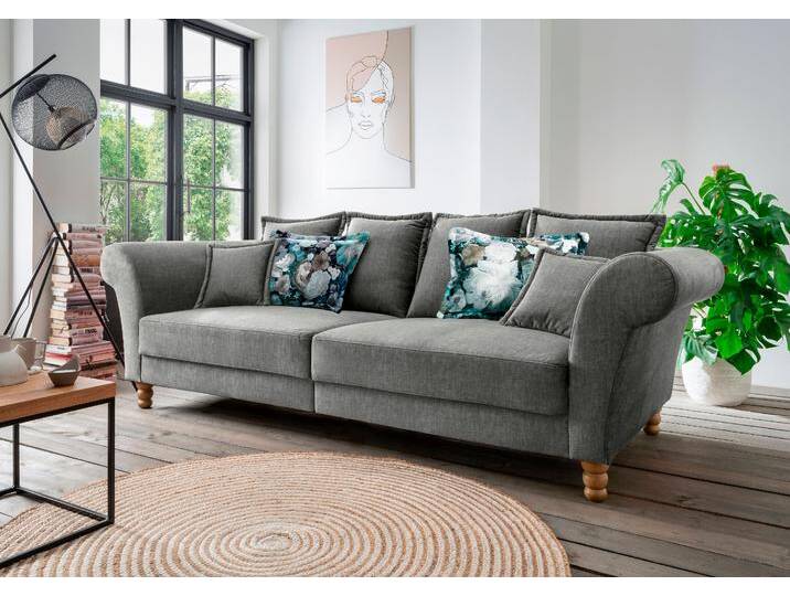 Big-Sofa HOME AFFAIRE Tassilo Mega Sofa mit viel Platz, bequem durch Kaltschaum im Sitz , schwarz (asche), B:266cm H:95cm T:110cm, 100% Polyester, Sofas von Home-affaire