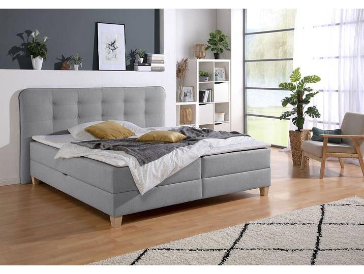 Boxbett HOME AFFAIRE, grau, B:198cm L:210cm, Komplettbetten, Boxspringbett, inklusive Kaltschaum-Topper und Bettkasten von Home-affaire