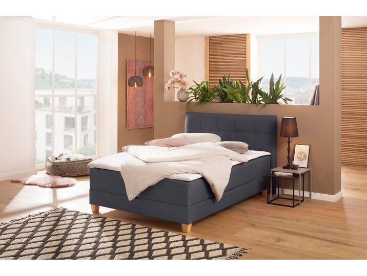 Boxbett HOME AFFAIRE Lonrai , grau (anthrazit), B:148cm L:207cm, Komplettbetten, in H2,H3 & H4 und XXL - Überlänge 220cm wählbar, inkl. Topper von Home-affaire