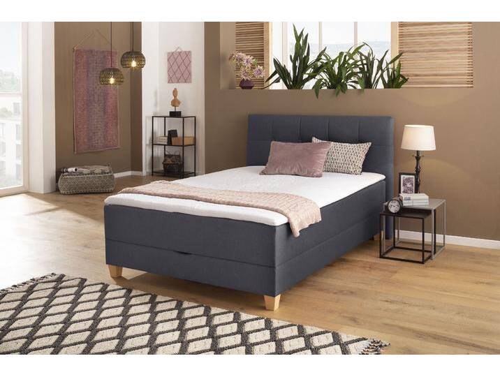 Boxbett HOME AFFAIRE Lonrai , grau (anthrazit), B:168cm L:227cm, Komplettbetten, in H2,H3 & H4 und XXL - Überlänge 220cm wählbar, inkl. Topper von Home-affaire