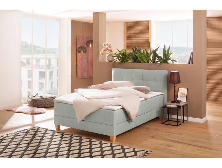 Boxbett HOME AFFAIRE Lonrai , grau (taupe), B:148cm L:207cm, Komplettbetten, in H2,H3 & H4 und XXL - Überlänge 220cm wählbar, inkl. Topper von Home-affaire