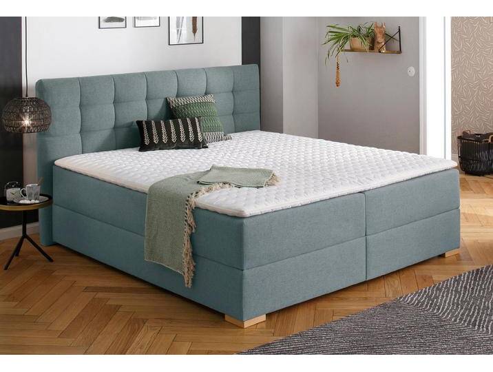 Boxbett HOME AFFAIRE Olivet mit Bettkasten , blau (petrol), B:194cm L:210cm, Komplettbetten, in 4 Farben, 4 Breiten, 2 Matratzenarten, auch in Überlänge 220 cm von Home-affaire