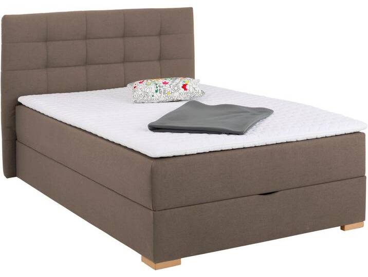 Boxbett HOME AFFAIRE Olivet , braun (hellbraun), B:154cm L:210cm, Komplettbetten, in 4 Farben, 4 Breiten, 2 Matratzenarten, auch in Überlänge 220 cm von Home-affaire