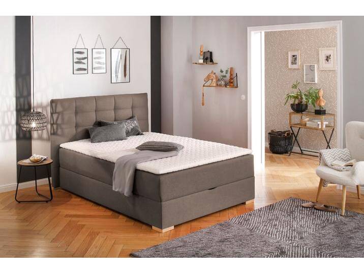 Boxbett HOME AFFAIRE Olivet mit Bettkasten , braun (hellbraun), B:154cm L:230cm, Komplettbetten, in 4 Farben, 4 Breiten, 2 Matratzenarten, auch in Überlänge 220 cm von Home-affaire