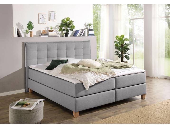 Boxspringbett HOME AFFAIRE, grau, B:200cm L:209cm, Komplettbetten, Boxspringbett, inklusive Komfortschaum-Topper Boxspringbett HOME AFFAIRE, grau, B:200cm L:209cm, Komplettbetten, Boxspringbett, inklusive Komfortschaum-Topper von Home-affaire
