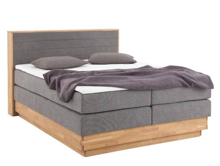 Boxspringbett HOME AFFAIRE Cavan , grau (anthrazit), L:220cm, Microfaser (100% Polyester), Komplettbetten, Boxspringbett, Eiche, inkl. Bettkasten & Topper, verschiedene Härtegrade (auch H4), Topseller von Home-affaire