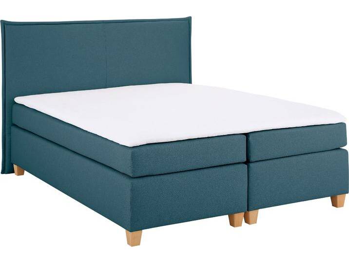 Boxspringbett HOME AFFAIRE Houssay , blau (petrol), B:152cm L:225cm, Struktur fein (100% Polyester), Komplettbetten, Boxspringbett, inkl. Topper, 5 Breiten, 2 Härtegraden auch in Überlänge 220 cm von Home-affaire