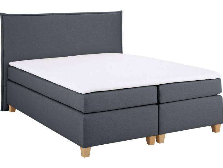 Boxspringbett HOME AFFAIRE Houssay , grau (anthrazit), B:152cm L:225cm, Struktur fein (100% Polyester), Komplettbetten, Boxspringbett, inkl. Topper, 5 Breiten, 2 Härtegraden auch in Überlänge 220 cm von Home-affaire