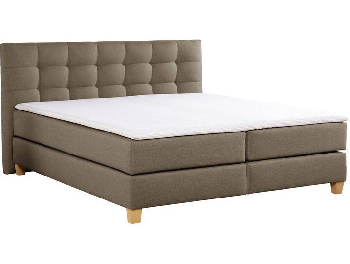 Boxspringbett HOME AFFAIRE Moulay , braun (mittelbraun), B:174cm L:231cm, Komplettbetten, inkl. Topper, in Überlänge 220 cm, 3 Härtegrade, auch in H4 von Home-affaire