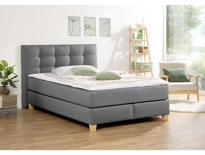 Boxspringbett HOME AFFAIRE Moulay , grau, B:154cm L:211cm, Komplettbetten, Boxspringbett, inkl. Topper, in 3 Härtegraden, TFK auch in Härtegrad 4 von Home-affaire