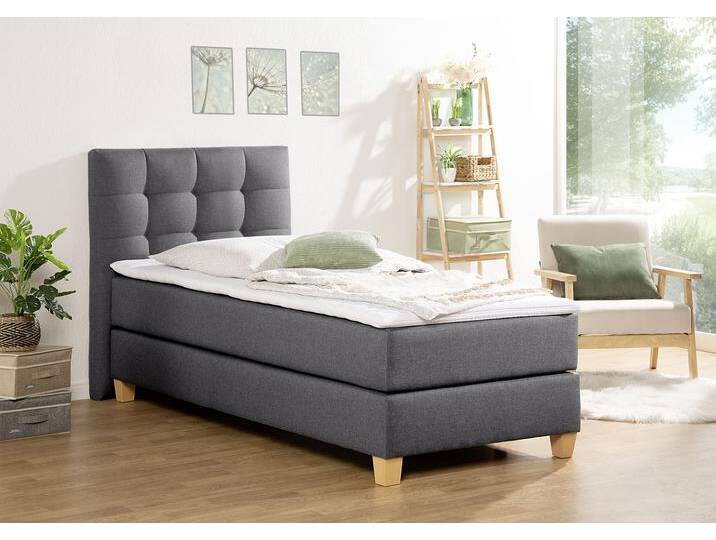 Boxspringbett HOME AFFAIRE Moulay , grau (anthrazit), B:104cm L:211cm, Komplettbetten, Boxspringbett, inkl. Topper, in 3 Härtegraden, TFK auch in Härtegrad 4 von Home-affaire