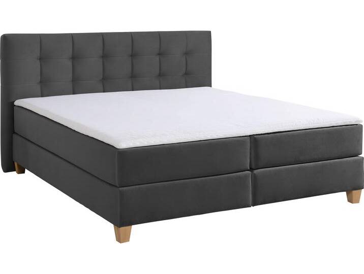 Boxspringbett HOME AFFAIRE Moulay , grau (anthrazit), B:174cm L:231cm, Komplettbetten, inkl. Topper, in Überlänge 220 cm, 3 Härtegrade, auch in H4 von Home-affaire